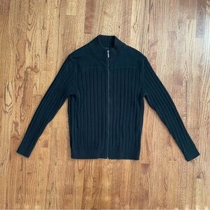 Cezani black cotton ribbed zip up sweater size L